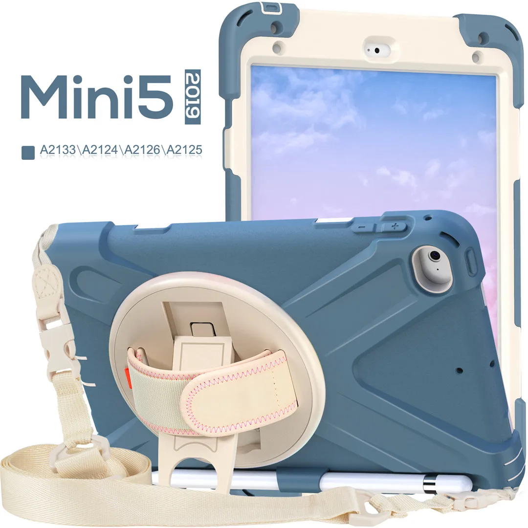 

Чехол для планшета IPad Mini 4 5 7,9 ''2015 2019 вращающийся на 360 градусов с подставкой и ремешком для рук и шеи противоударный защитный чехол