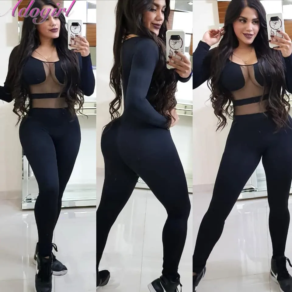 Сексуальный прозрачный сетчатый лоскутный комбинезон для новечерние Женский