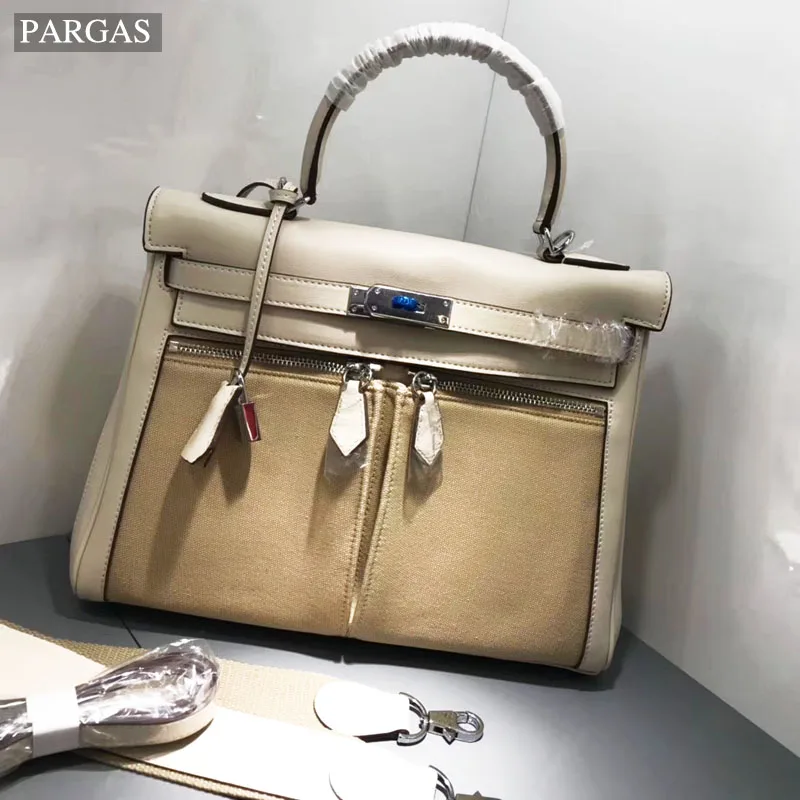 2019 новые сумки с верхней ручкой женская сумка из коровьей кожи + холщовые женские