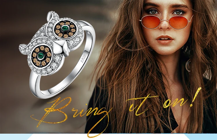 JewelryPalace Nano России искусственный изумруд сова кольцо 925 пробы серебро Мода Дизайн бренд ювелирных украшений для девочек вечерние подарок