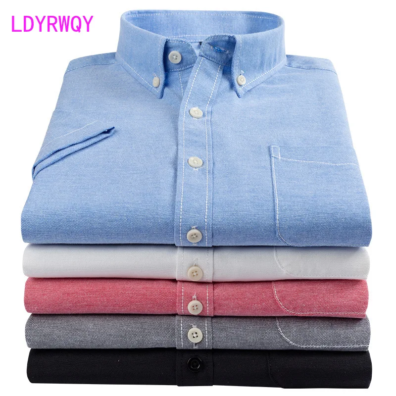 

LDYRWQY 2021 new fashion summer Japan and South Korea short-sleeved solid color lapel single-breasted slim shirt