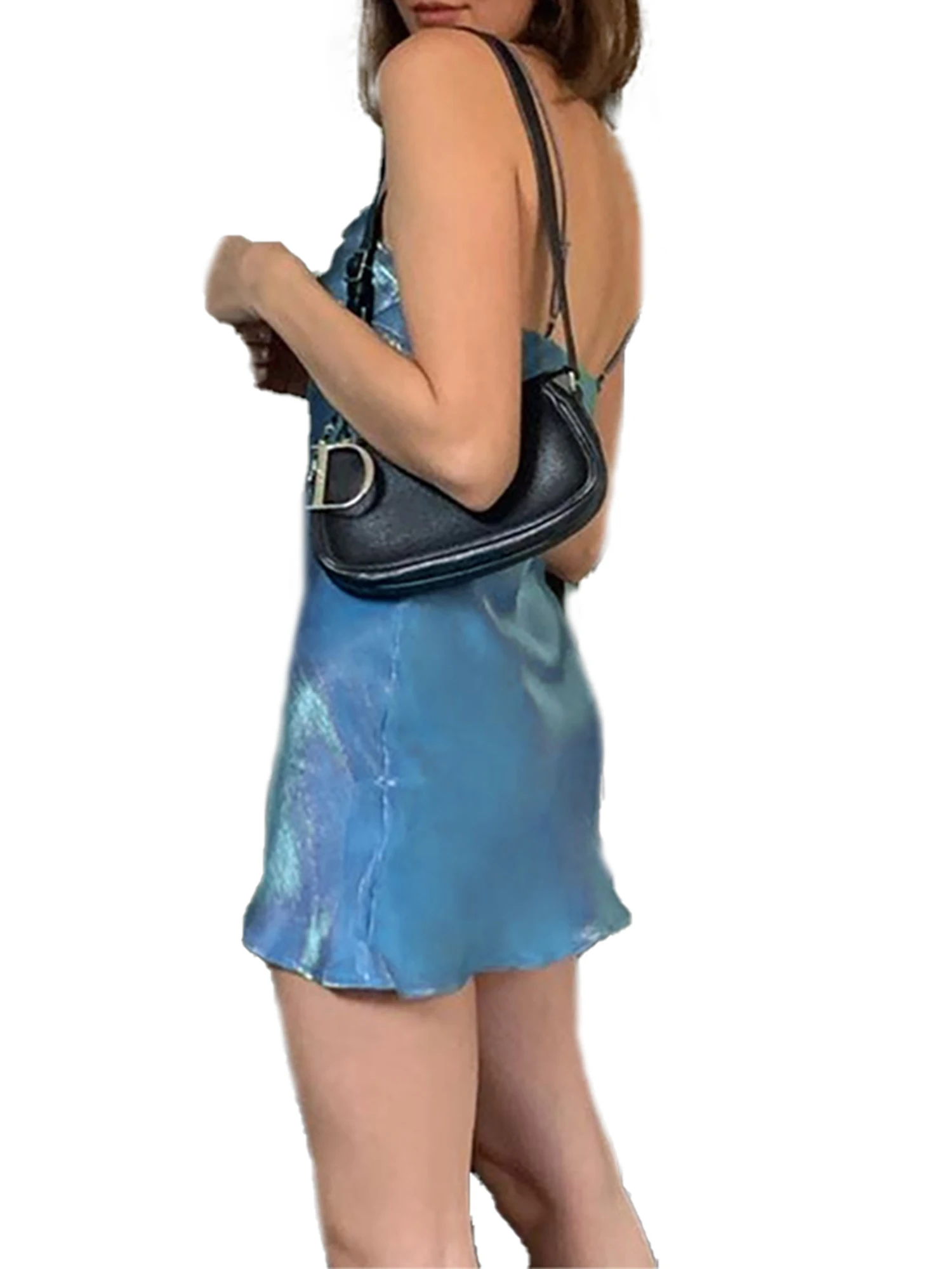 Женское однотонное платье с открытой спиной летнее модное без рукавов для