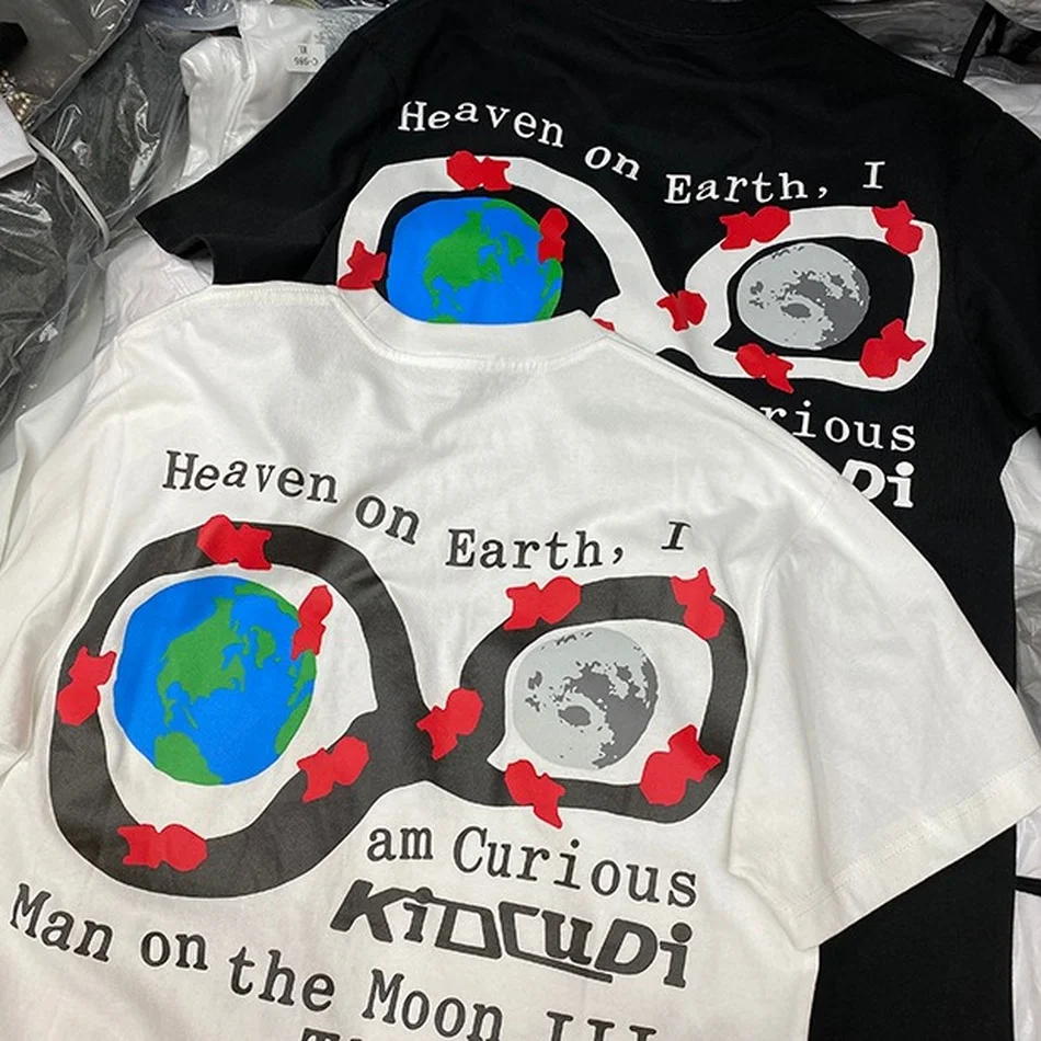 Футболка CPFM.XYZ для Motm III небесные на земле Мужская текстильная тяжелая ткань