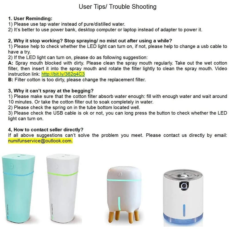 

Hot TOD-Mini USB Spray Humidifier for Desktop Bedroom, Home Office, 7-Color LED Light, 240ML