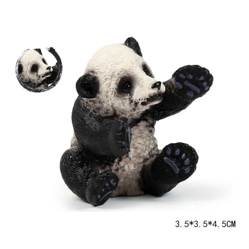 Playing little panda Милый куб модель моделирование зоопарк дикая природа фигура прекрасная образовательная детская панда Лев Зебра слон животное игрушка для детей Декор подарок - Цвет: Playing little panda