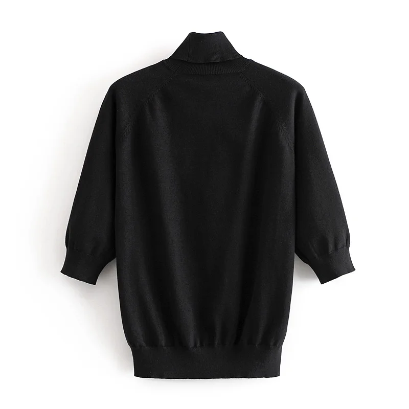 

Za 2020 Spring And Autumn Women's Turtleneck Sweater Half Sleeve Stretch Top Short-Sleeve Pullover Sweater