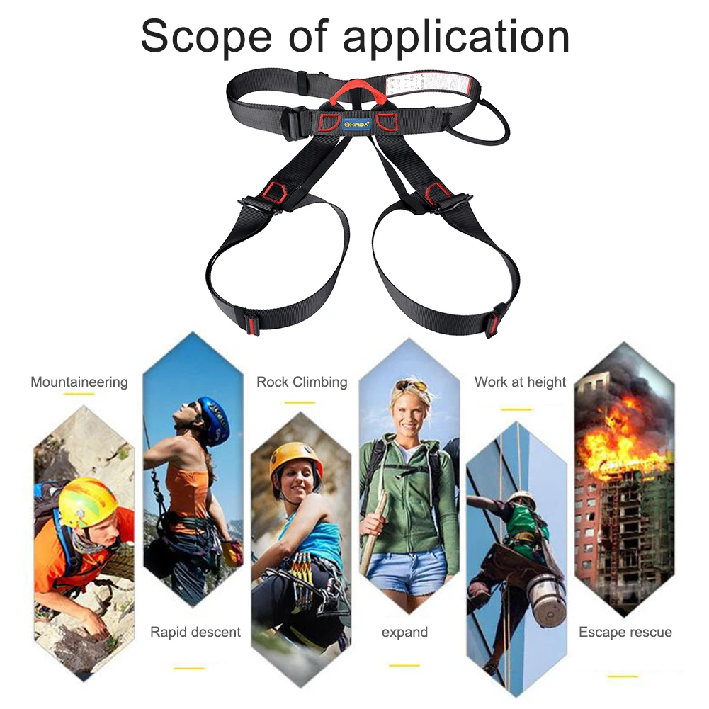 

Xinda Professional Outdoor Sports Safety Belt Rock Mountain Climbing Harness Waist Support Half Body Harness Aerial Survival