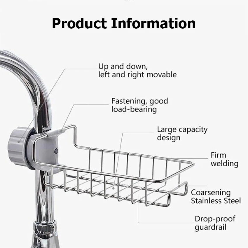 

MEMDOO Faucet Sink Rack Rag Drain Storage Rack Household Kitchen Toilet Bathroom Organizer Punch Free Sink Storage