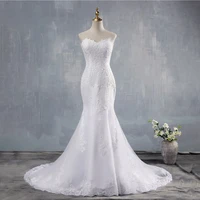 zj9034 2019 mermaid wedding dress with detachable strap formal gown with train plus size