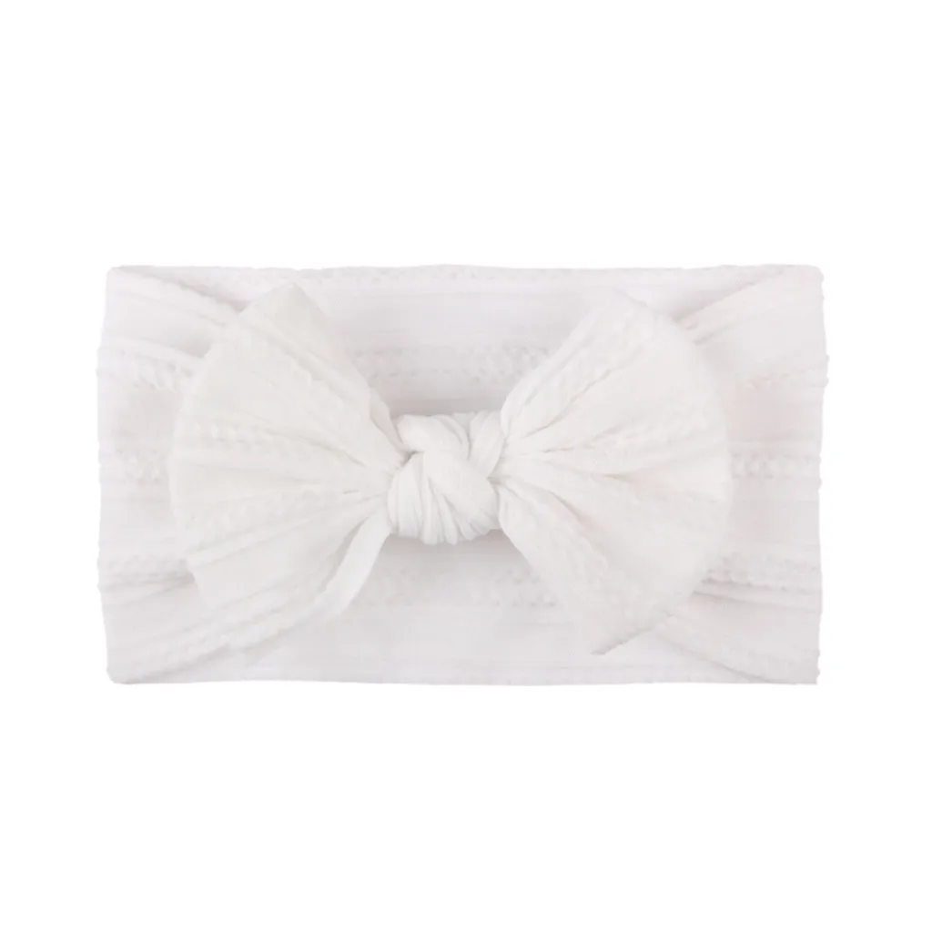 Повязка на голову для новорожденных девочек и мальчиков однотонная вязаная