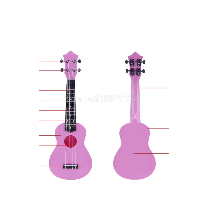 

21 Inch Soprano Ukulele For Beginners, Kid Guitar Four String Wood Black Brown Pink Yellow Blue Children Ukelele