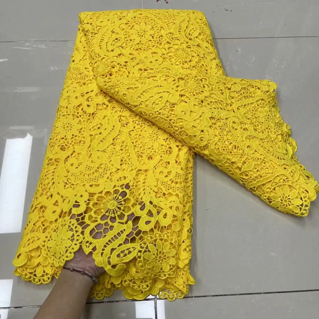 

Classic Green Skin Friendly Guipure Lace Soft African Eembroidery Cord Fabric Nigerian for Party Dress NN855-z