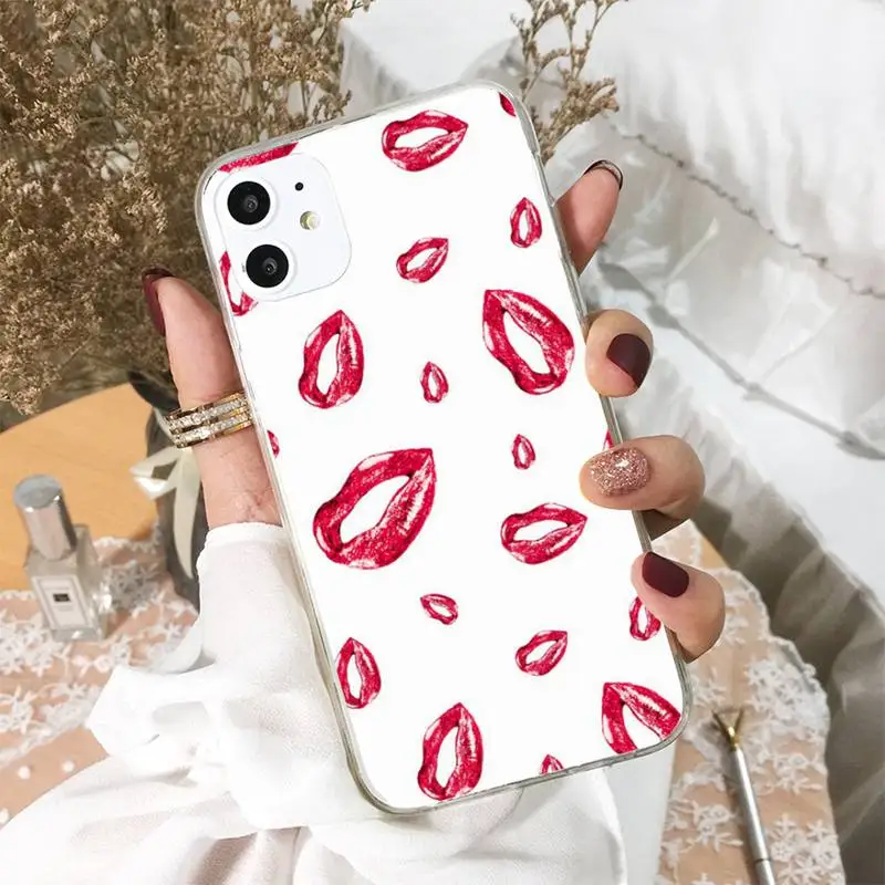 

Lip print Phone Case For iphone 5s 6 7 8 11 12 XSMAX XR pro plus mini se2020 Cover Fundas Coque