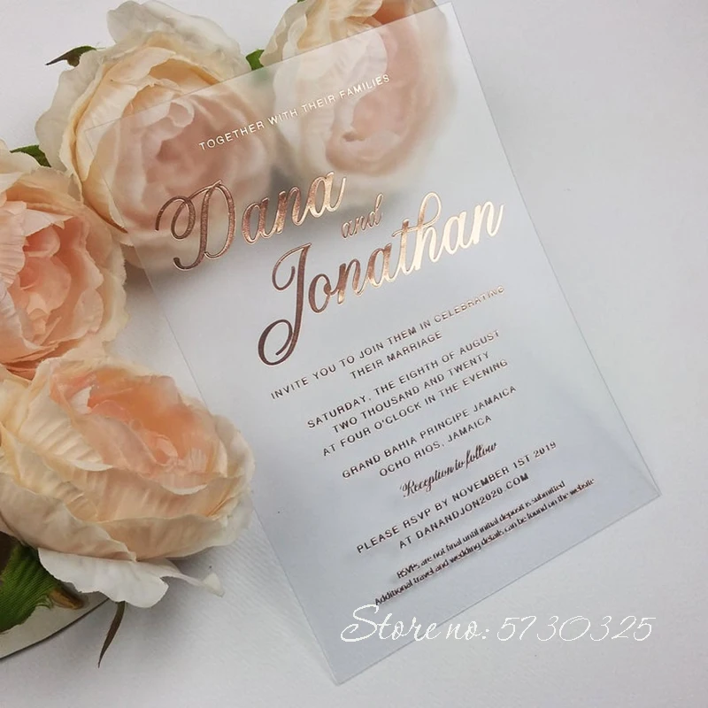 Приглашения на свадьбу из фольги акриловые минималистичные открытки для ответа