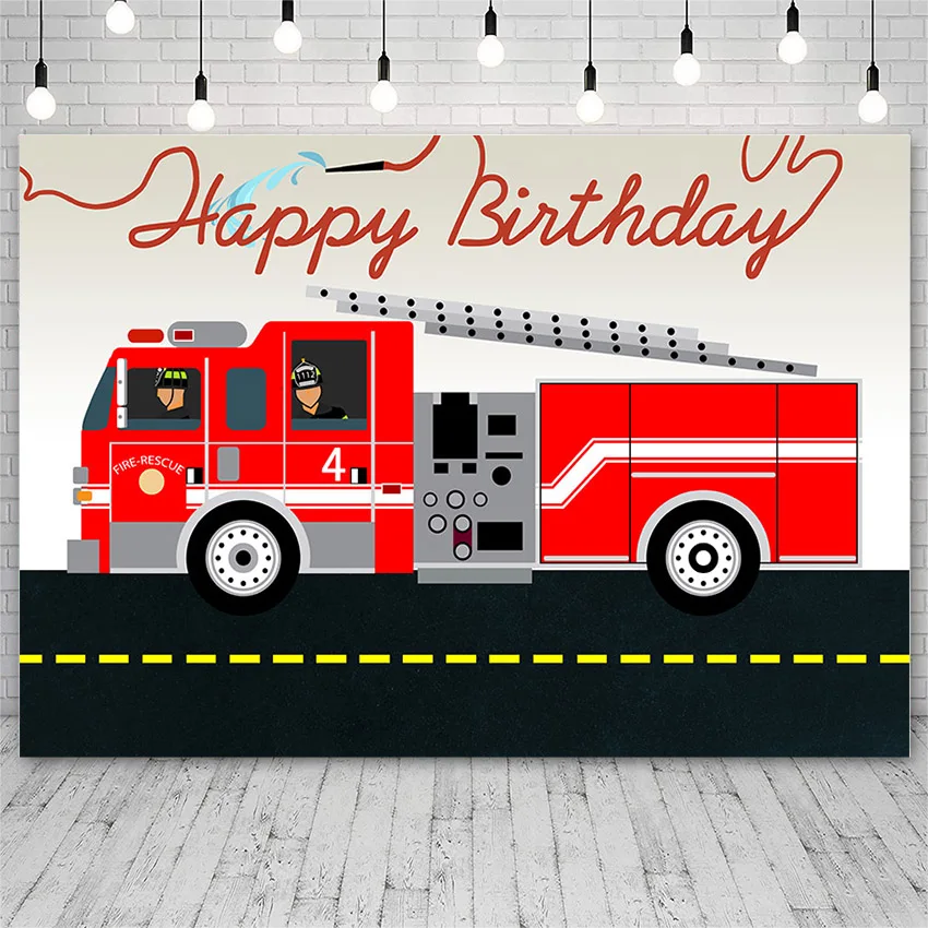 

Avezano Birthday Party Background Fire truck Firefighter Hero Boy Decor Vinyl Backdrops For Photo Studio Photophone Photozone
