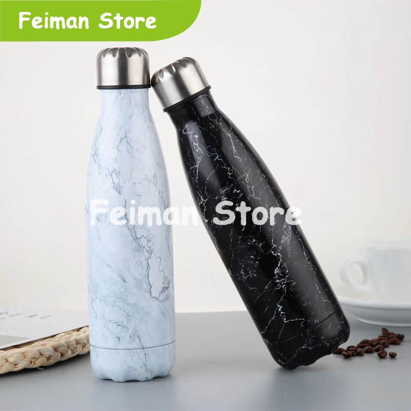 Мрамор принт бутылка для воды изотермическая Чашка 500 мл Нержавеющая сталь пива