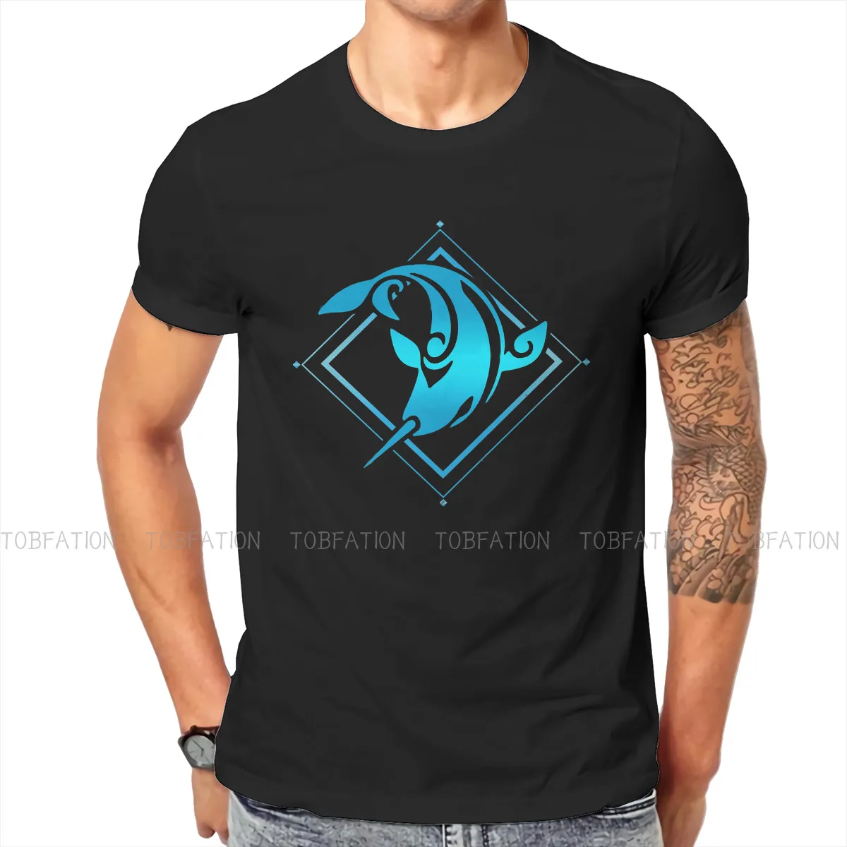 

Genshin Impact Online Role Playing Game Fashion Hydro Emblem T Shirt Classic High Quality Tshirt Loose Crewneck Men Clothing