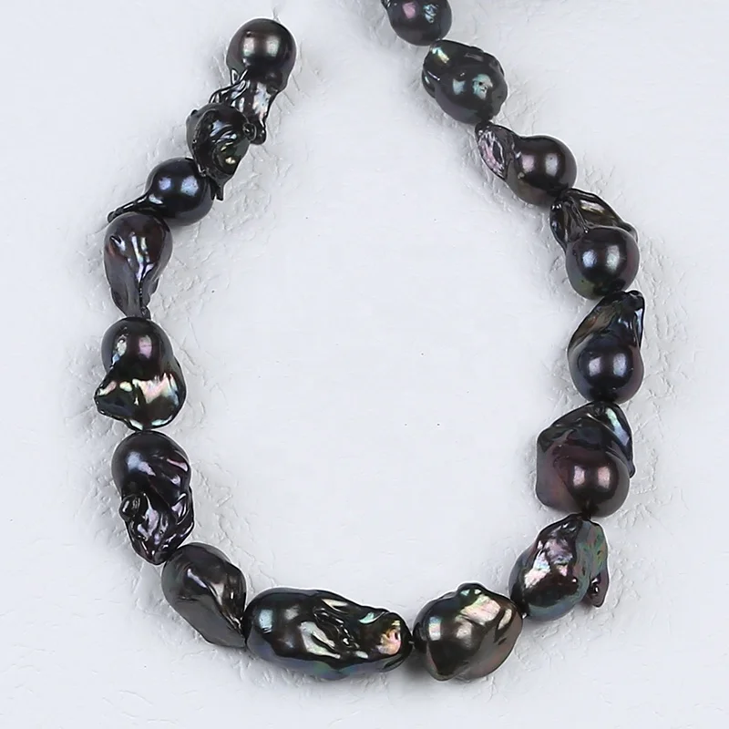 Натуральный пресноводный черный неравномерный жемчуг нить 16-17 мм большой размер