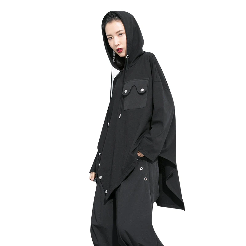 TWOTWINSTYLE Лоскутные женские толстовки с заклепками, с капюшоном, с длинным рукавом, Необычные толстовки, женские, осень, уличная мода, новинка