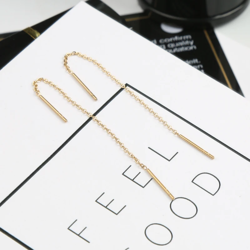 Ювелирные изделия YUN RUO из титановой стали цвета розового золота|Серьги-гвоздики|