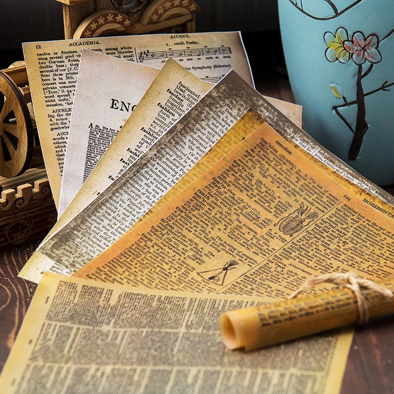 8 шт Большой размер старые книжные страницы материал бумага мусорный Журнал Планировщик для скрапбукинга старинные декоративные поделки Сделай Сам фоновая бумага