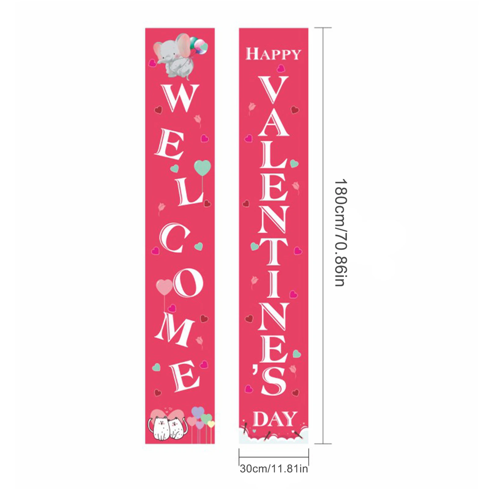 

2pcs Valentines Day Decorations Pink Banners Door Porch Sign Hanging Love Heart Streamers Wall Decor Party Supplies