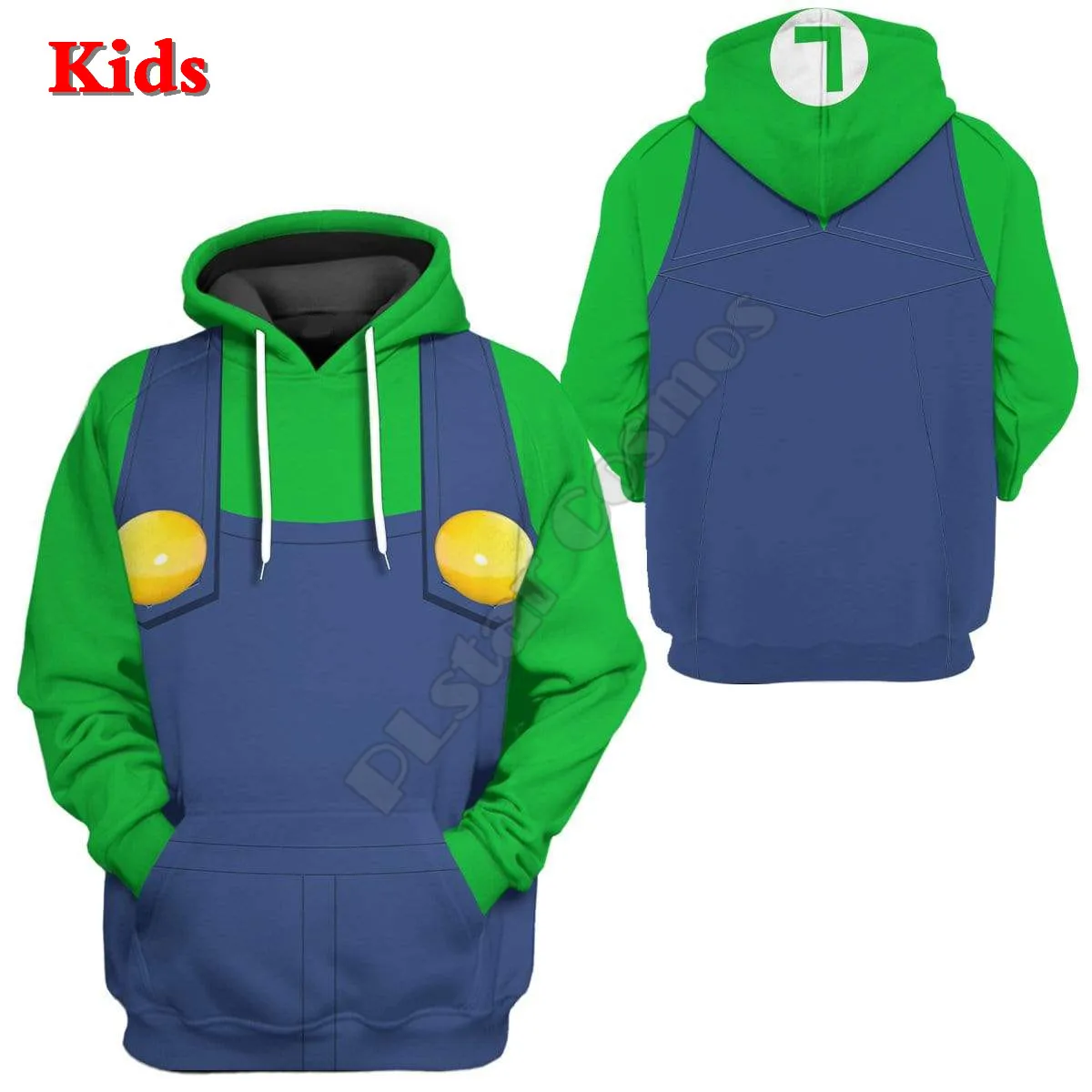 Luigi 3D Printed Hoodies Kids Pullover Sweatshirt Tracksuit Jacket T Shirts Boy Girl Cosplay apparel 10