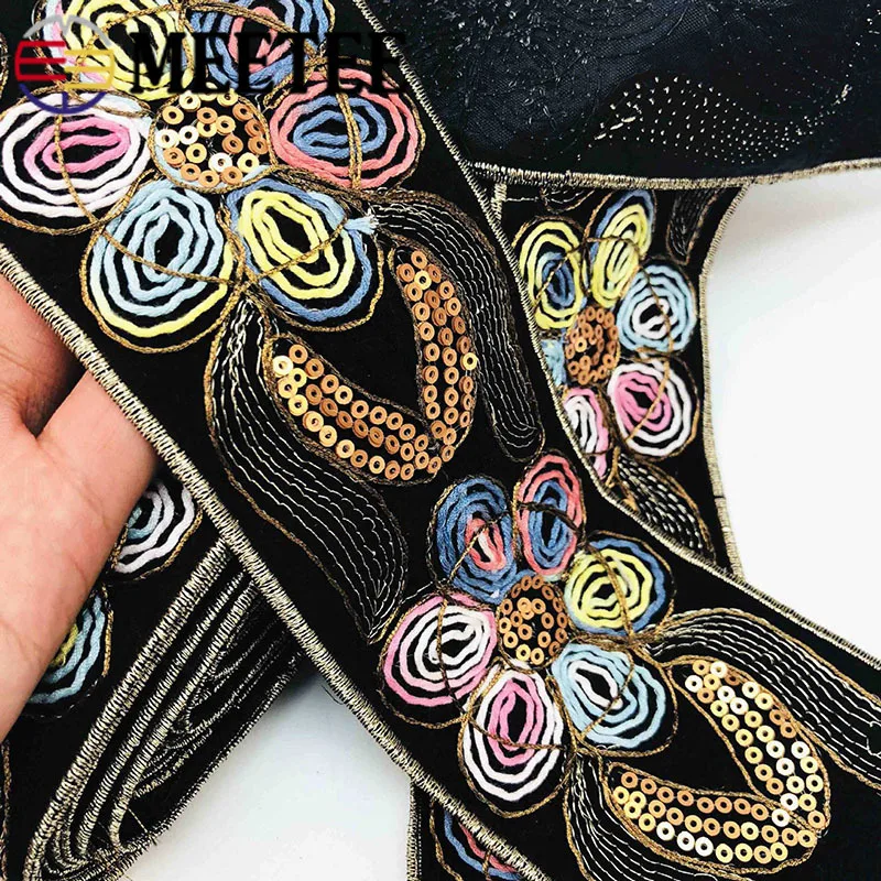 3m 75mm Gold Thread Sequins Braided Lace Trims Embroidered Webbing Ribbon Tape for Shoes Dress Decoration DIY Sewing Accessories | Дом и сад