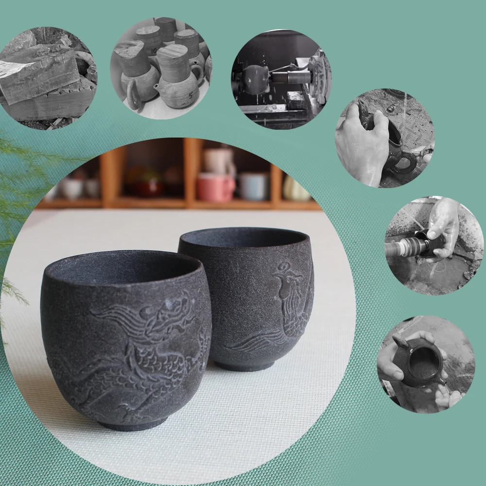 Чайная чашка в китайском стиле винтажная каменная кружка для воды Longfeng простые