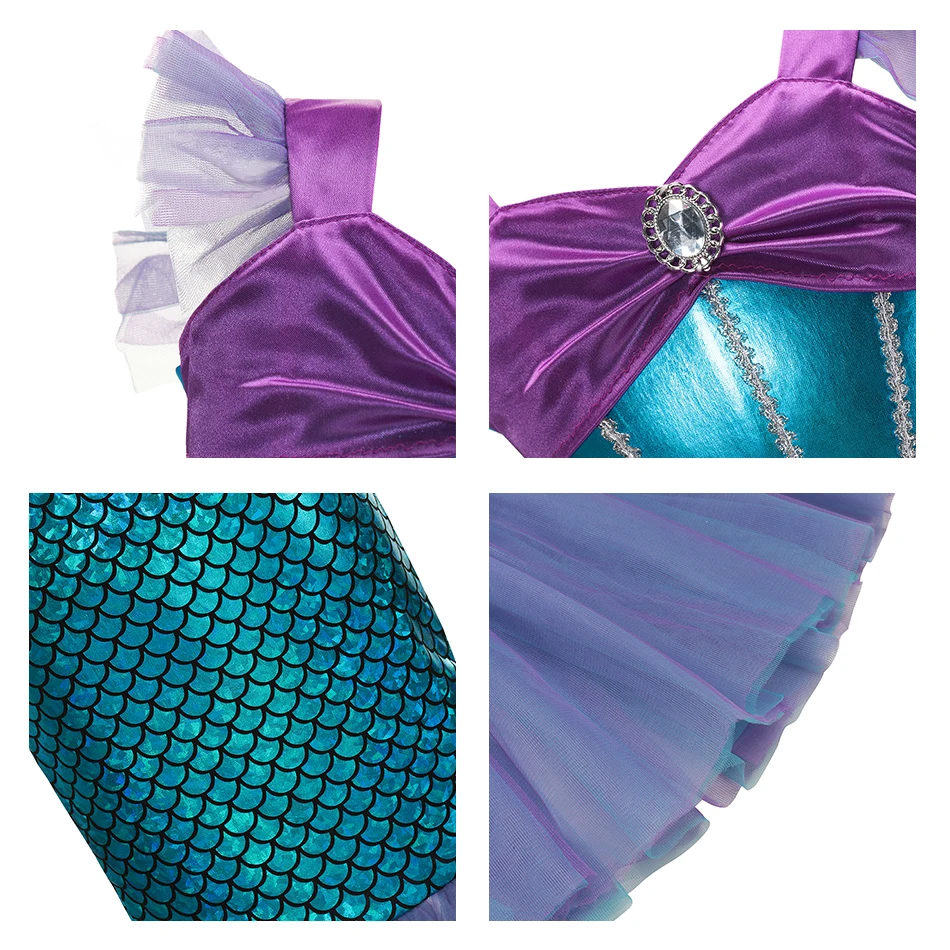 

Girl Princess Little Mermaid kid Dress Kids Halloween Fancy Costume Children Carnival Birthday Party Clothes Summer Dress Up