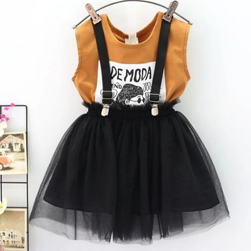 

Baby Girls Clothes Summer Children Clothes sleeveless Tops+Skirt Set Tracksuit Suit Kids Outfits For Toddler Girls 2 6 7 8 Years