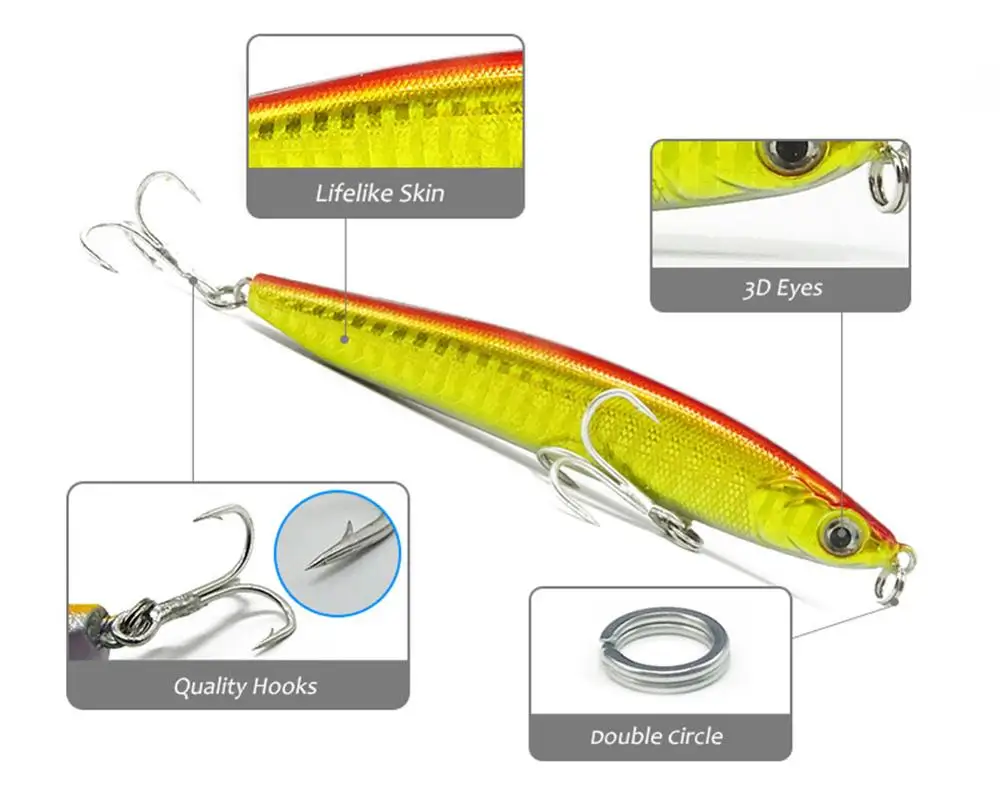 Рыболовная блесна рыболовный воблер приманка 75 мм 95 12g 17g Тонущая рыба Прикормка