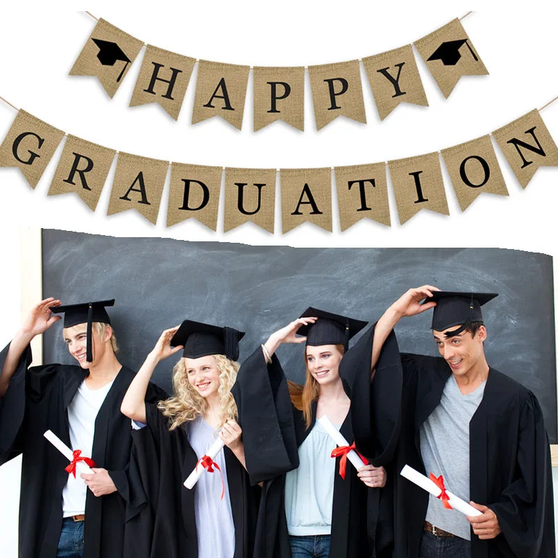 

Happy Graduation Banner Rustic Graduation Party Decor for Home College Senior Students D1