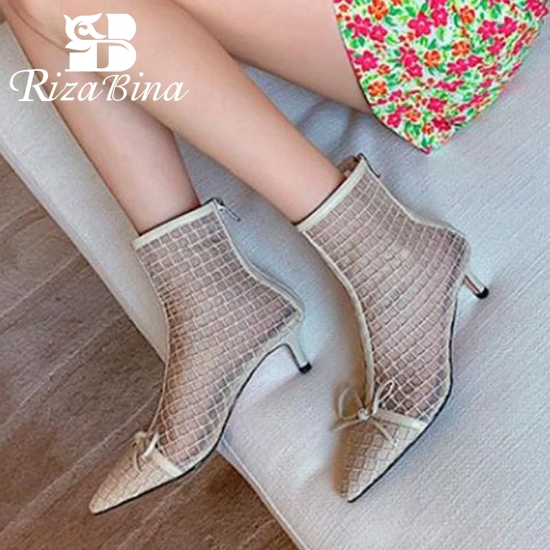 

RIZABINA Размеры; Большие размеры 33-40 женская летняя обувь пикантные туфли с бантом на высоком каблуке; Женская обувь для 2021 уличная мода; Женски...