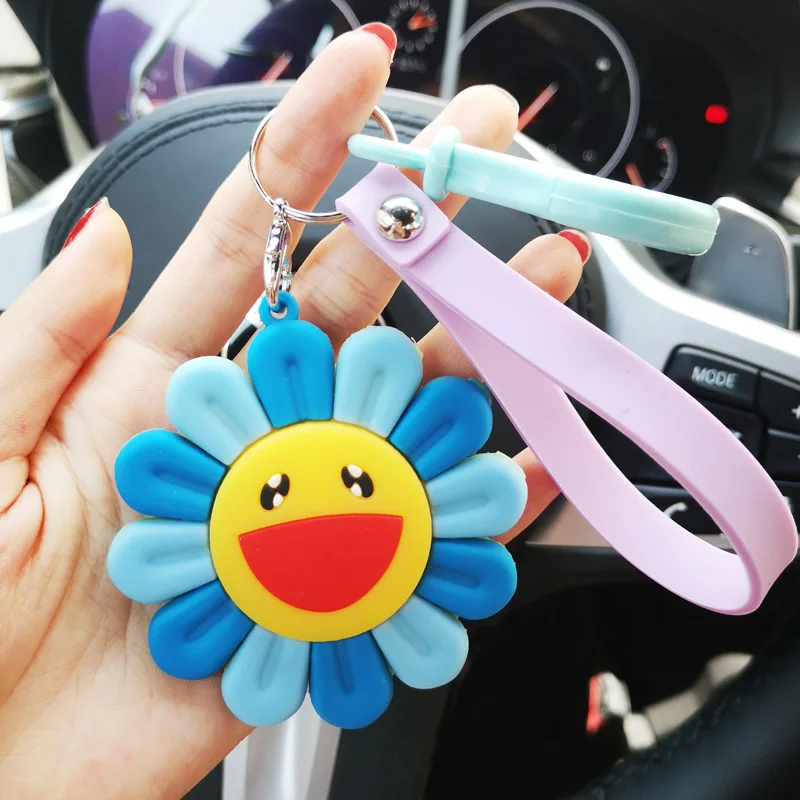 

2020 New Colorful Soft Sunshine Smile Keychain Sun Flower Keychain Car Sunflower Keyrings Pendant Jewelry Best Event Gift