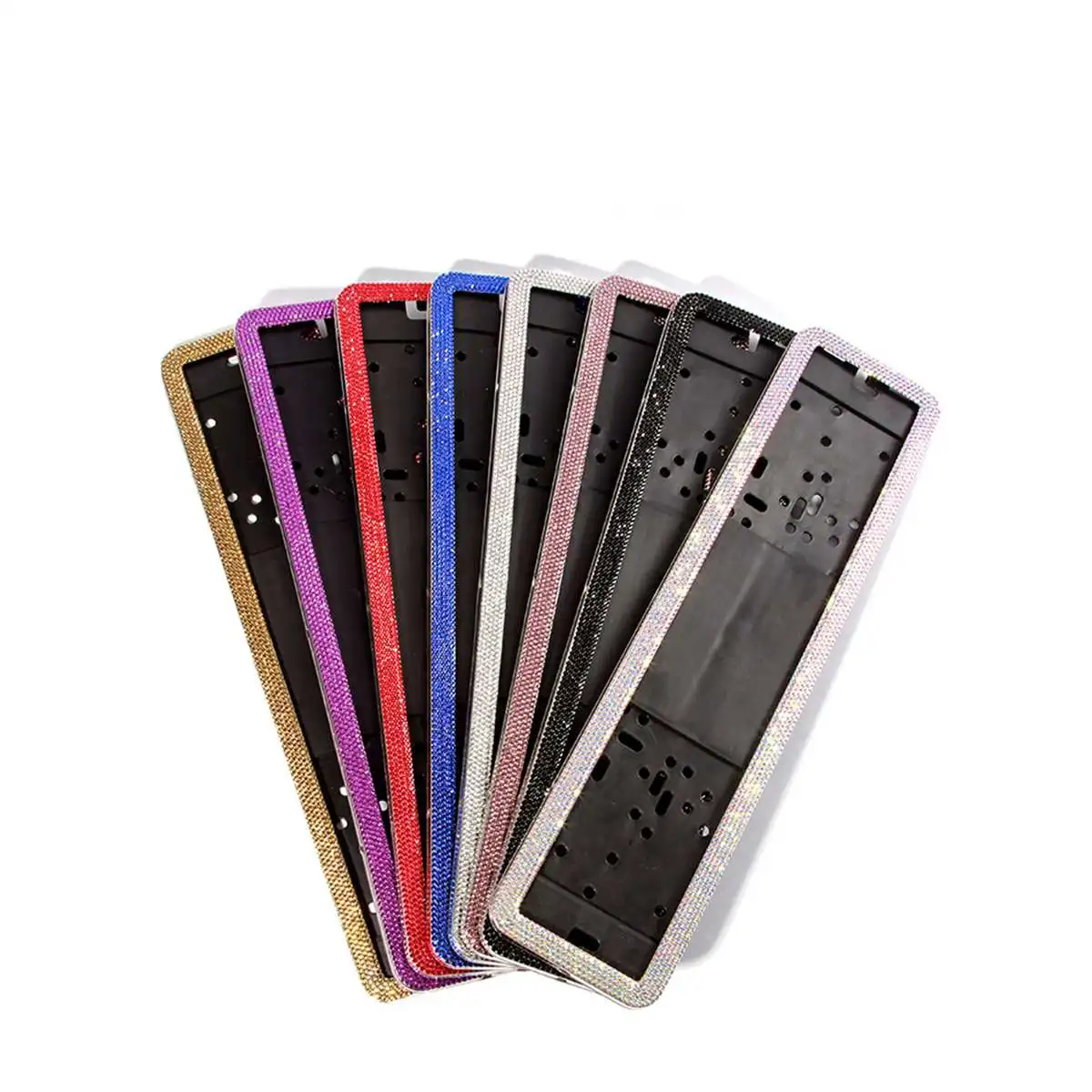 

1 Set Stainless Steel Crystal Diamonds European German Russian Car License Plate Frame Number License Plate Frame Holder
