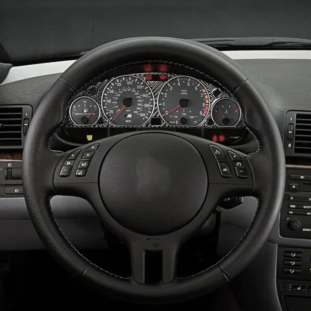 For BMW E46 M3 1998-2005 Car Black Carbon Fiber Internal Instrument Panel Decorative Frame Dashboard Cover Sticker Trim Interior |
