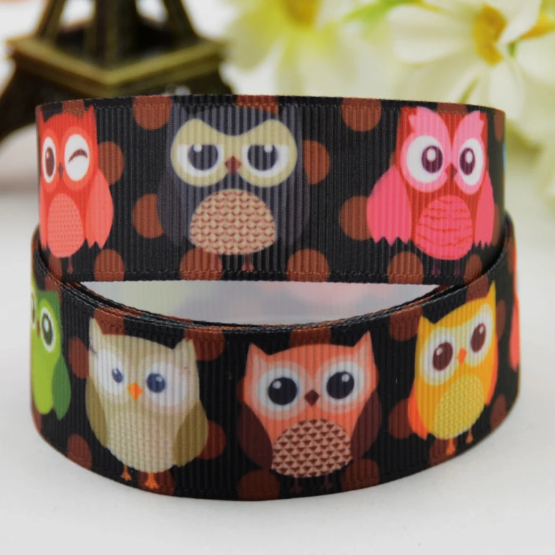 

7/8'' 22mm,1" 25mm,1-1/2" 38mm,3" 75mm OWL Cartoon Character printed Grosgrain Ribbon party decoration X-01278 10 Yards