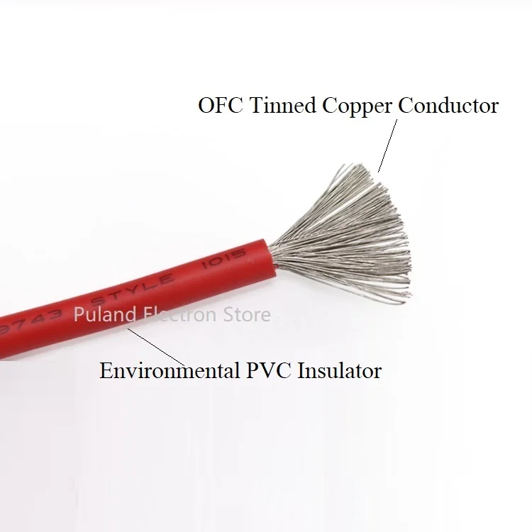 10AWG UL1015 PVC Wire OD 5.1mm Insulated OFC Tinned Copper Electron Conductor Cable Lamp Environmental DIY Line Colorful 600V |