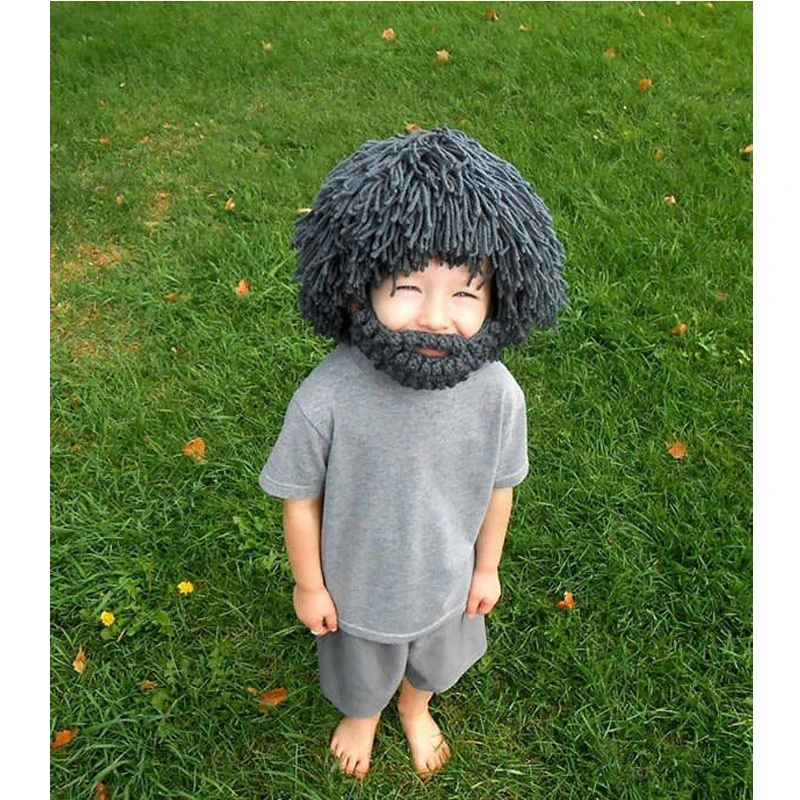 

Зимняя детская забавная Маскировка шапка теплая парик искусственная шапка для бороды головной убор для рук детские мягкие Аксессуары шерс...