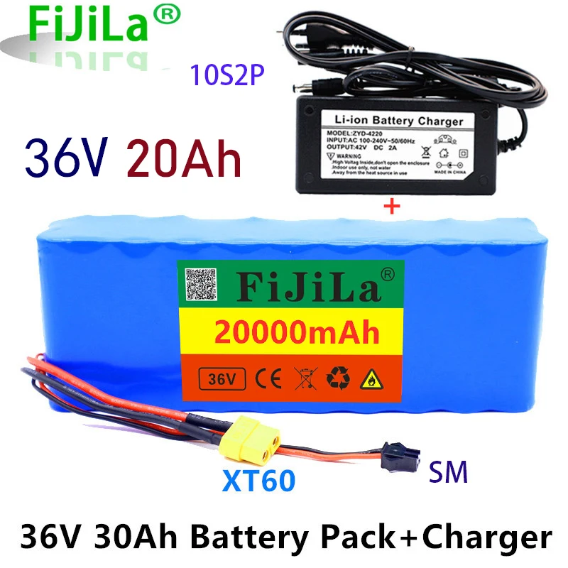 

36V 20Ah 10S2P 18650 Rechargeable battery pack 20000mAh,modified Bicycles,electric vehicle 42V Protection PCB +42V Charger