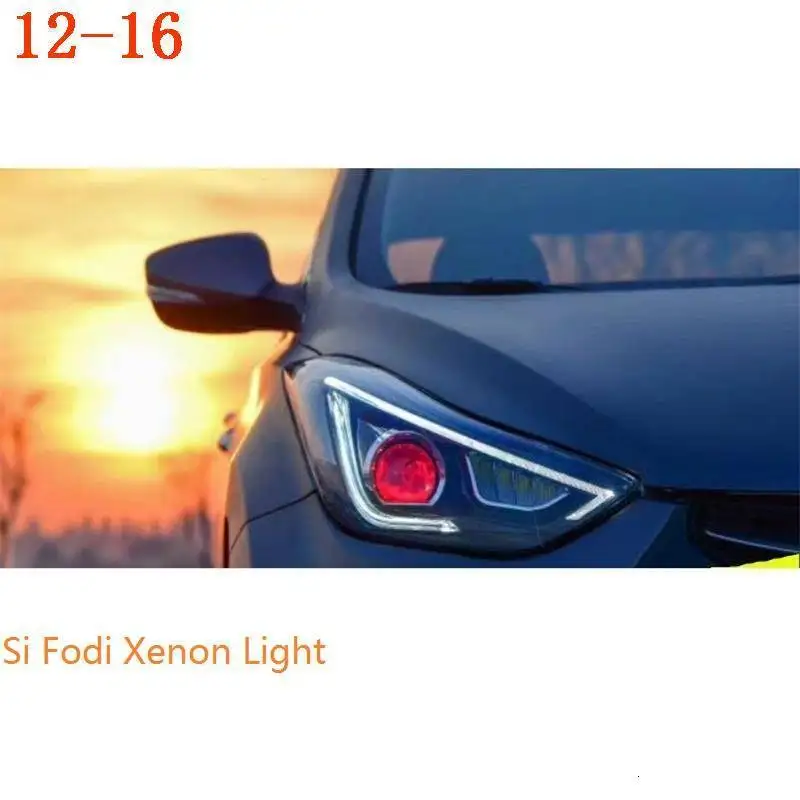 Drl Automovil автозапчасти Cob Стайлинг светодиодные дневные ходовые боковые поворотники фары автомобильные фары в сборе для hyundai Elantra