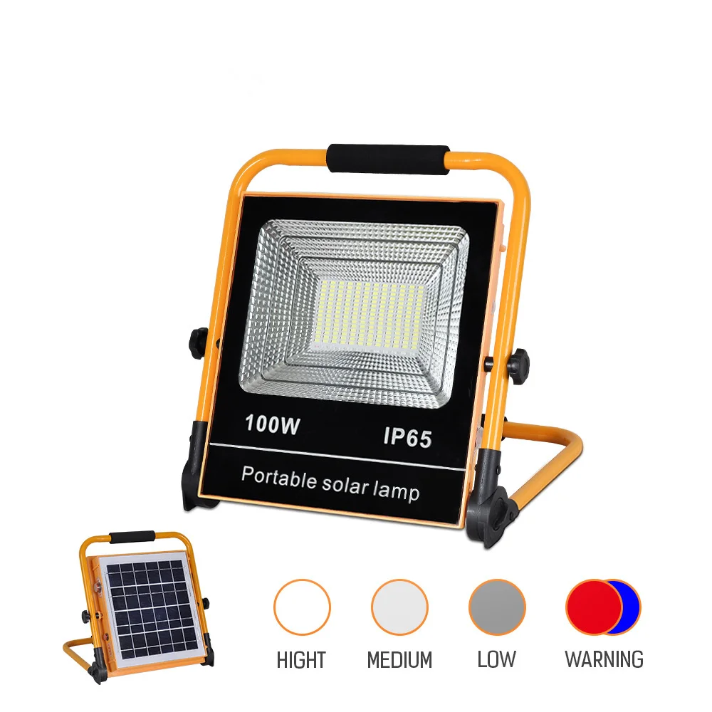 USB charging 50W 100W solar flood light LED outdoor travel light IP65 waterproof emergency light support mobile phone charging