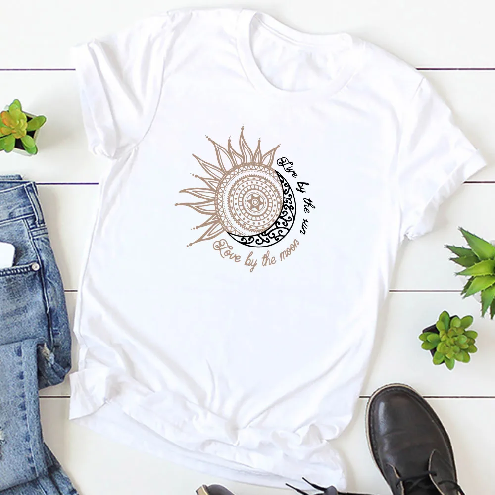 Женская футболка с принтом летняя коротким рукавом круглый вырез повседневный