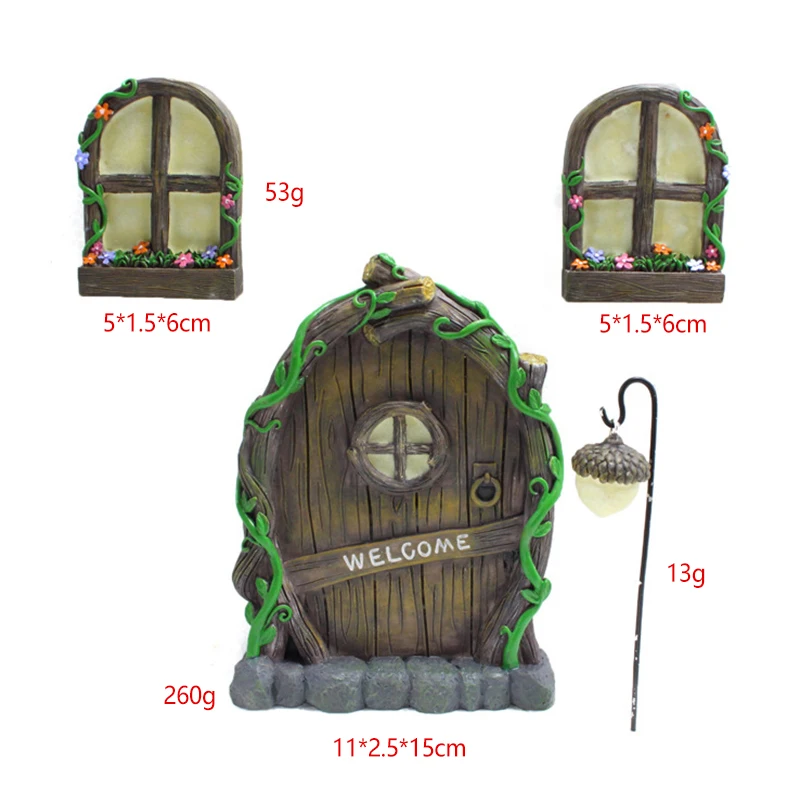 

Fairy Door and Windows for Trees Luminous Miniature Fairy Garden Outdoor Decor with Bonus Fairy Lantern Glow in The Dark L5