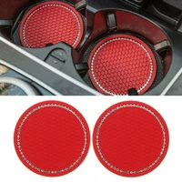 2pcs car cup holder insert coaster red bling rhinestone non slip mats %e2%80%8bautomobiles universal interior accessories for women