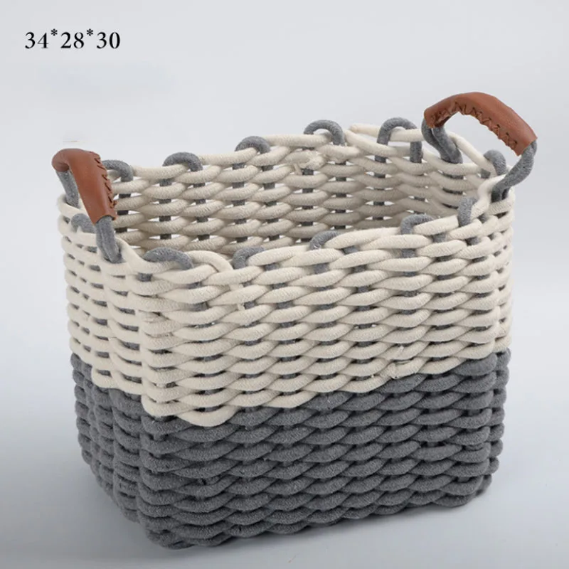 

Minimalist Household Sundries Clothes Toys Portable Cotton Rope Storage Basket Woven Debris Storage Basket Fabric Storage Basket