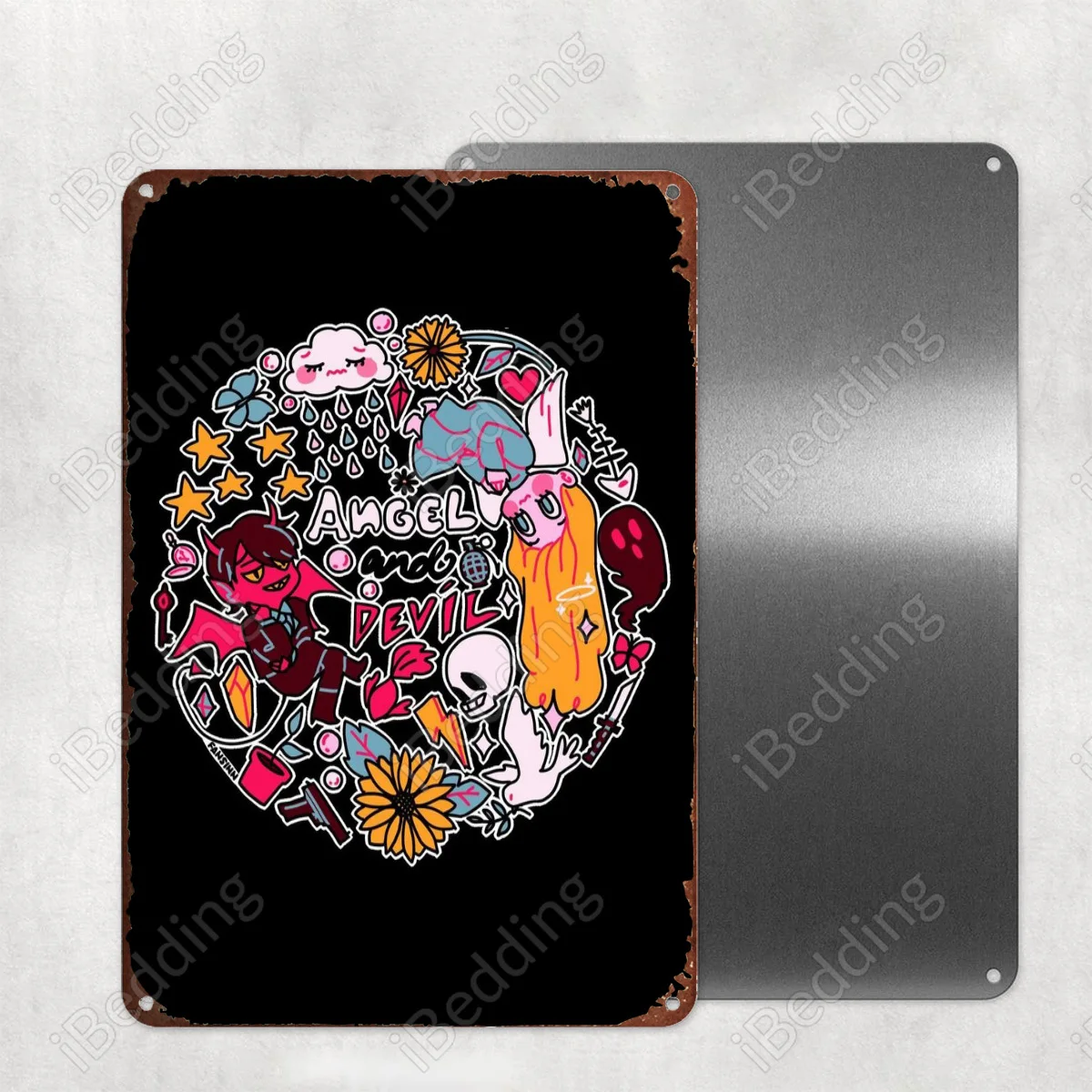 Ангел Дьявол Манга Комикс Железный Плакат Знак Дом Бар Декорация Железная Картина Персонализированный Паб Клуб Индустриальный Декор.