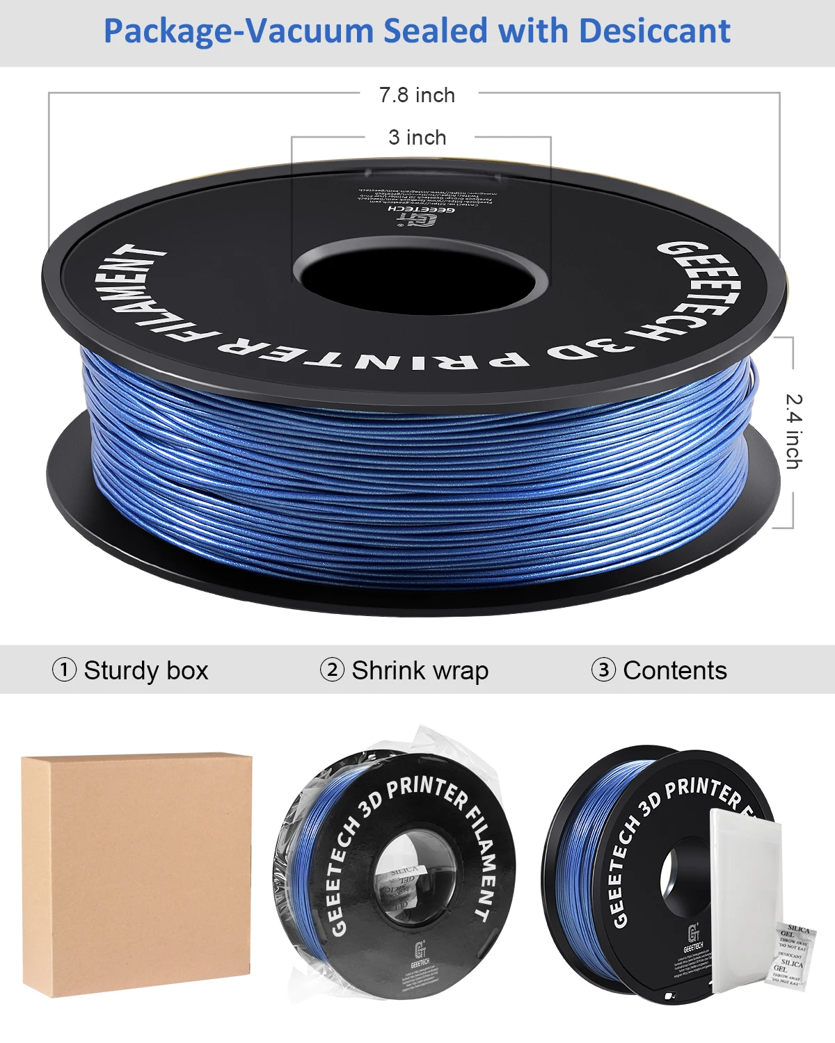 Geeetech 1 кг 75 мм сверкающий матовый PLA 3D-принтер наполнитель вакуумная упаковка