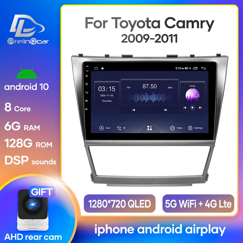 Автомагнитола Prelingcar Android 10 для Toyota Camry 2007 2011 мультимедийный видеоплеер GPS